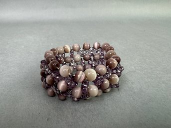 Dark Pink Stretch Beaded Bracelet