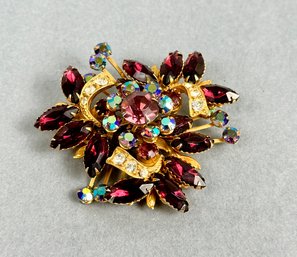 Judy Lee Unsigned Purple Crystal Brooch