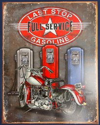 Vintage Motorcycle & Gas Station Sign