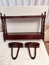 Knick Knack Shelf And 2 Mahogany Wall Shelves. *Local Pick-Up Only*