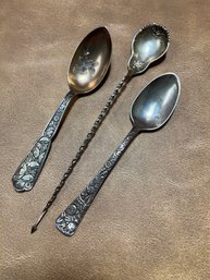 Lot Of 3 Sterling Silver Spoons
