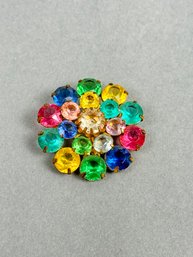 Rainbow Glass Stone Brooch