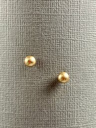 14K Yellow Gold Orb Stud Pierced Earrings