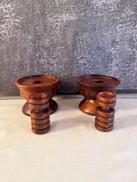 2 Pair Wood Candle Holders. *Local Pick-Up Only*
