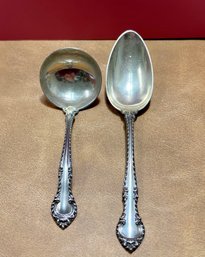 Gorham English Rose Sterling Ladle And Serving Spoon