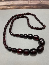 Vintage Burgundy Bakelite Beaded Necklace