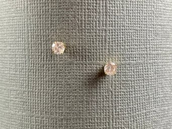 14K Yellow Gold Diamond Stud Pierced Earrings