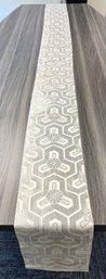 150 Inch Silver And Off White Table Runner.