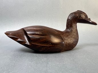 Carved Wood Possibly Iron Wood Duck.