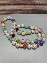 Multi Color Venetian Style Glass Beaded Necklace