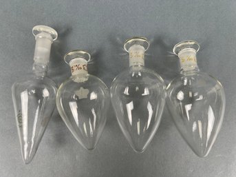 4 Teardrop Glass Flasks.