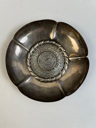 Unmarked Silver Bowl With Coin In Middle