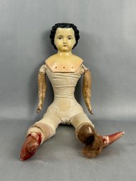 Paper Mache Doll As Is