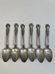 Antique Monogrammed Set Of Six Sterling Spoons