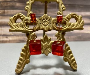 Vintage Square Block Dangle Post Earrings