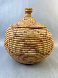 Vintage Woven Native American Covered Storage Basket. Local Pick Up