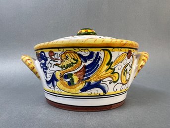 Dipinto A Mano Deruta Italy Sugar Dish.