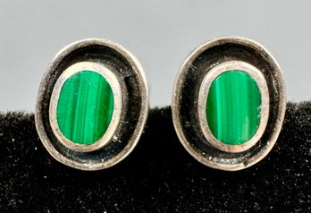 Malachite And Silver Small Earring Studs