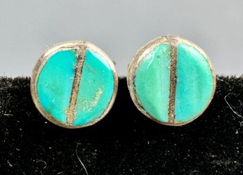 Silver And Turquoise Stud Earrings