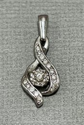 14k White Gold And Diamond Pendant