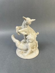 Vintage East German Made Porcelain Boy With A Goat