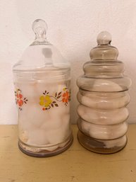 2 Glass Storage Container's With Cotton Balls. *Local Pick-Up Only*