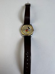 Lorus Quartz Mickey Mouse Watch With Leather Band.