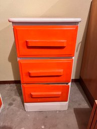 Orange And White Painted Bedside Drawers *Local Pick-Up Only*