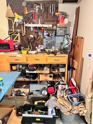 Wall And Shelf Of Tools, Electrical Supplies, Wood, Tapes, Toolboxes, Nails And Screws Etc.  *Local Pick-Up On