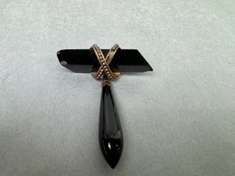 Vintage Black Pin With Drop Stone