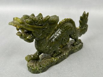 Vintage Jade Carved Chinese Dragon Decor
