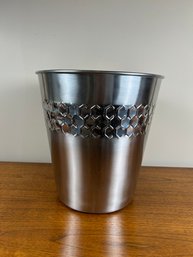 Brushed Metal Waste Basket With Honeycomb Pattern