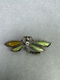 Abalone & Crystal Dragonfly Pin