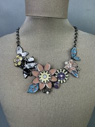 Silver Tone Multi Color Necklace