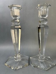 2 Baccarat Crystal Tall Candle Holders.