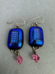 Iridescent Blue Pierced Earrings