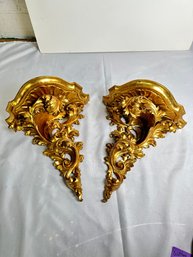Pair Of Large Gold Wall Sconces