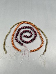 Three Colored Strands Of Pearls For Jewelry Making