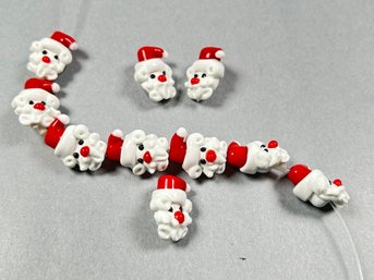 Ten Glass Santa Beads