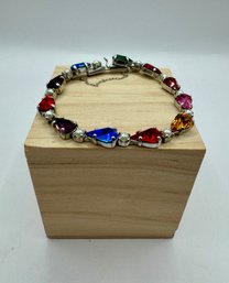 Multi Color Stones In Silver Tone Bracelet By B. David