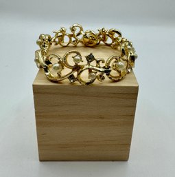Gold Tone And Faux Pearl Bracelet By Star