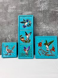 Set Of Cleo Teissdre Bird Framed Tiles. *Local Pick-Up Only*