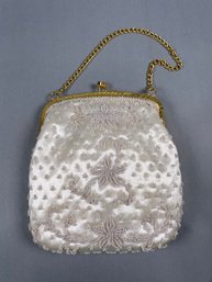 Vintage Off White Beaded Handbag With Chain - Hong Kong