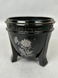 Vintage LE Smith Black Amethyst 3 Footed Daisy Pattern Urn Vase
