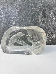 Crystal Hummingbird  Paperweight Signed  By H Capredani. *Local Pick-Up Only*