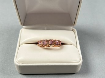 Suzy Levian Sterling Ring With Pink CZ Stones