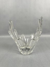 Mid Century French Art Glass Crystal Vase By Daum, Signed