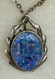Opal Encased In Sterling Silver On Sterling Chain