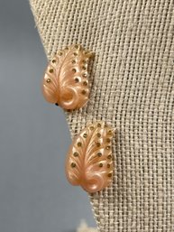 Vintage Frosted Pink Screw Back Earrings