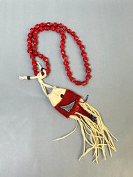 Native Red Bead Necklace With Pouch